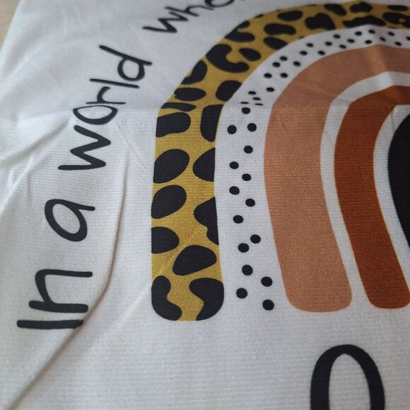 Decorative 17 Inch Pillow Cover Leopard Rainbow Be Kind Quote Zipper Pouch - Picture 3 of 4